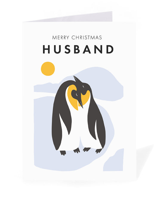Personalised Husband Penguins Christmas Card