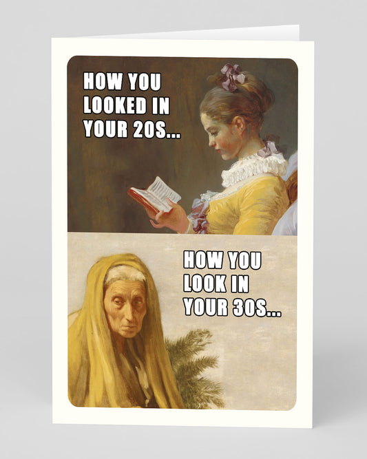 Personalised Classic Art Meme 30s vs 20s Greeting Card