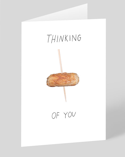 Personalised Thinking Of You Cocktail Sausage Greeting Card
