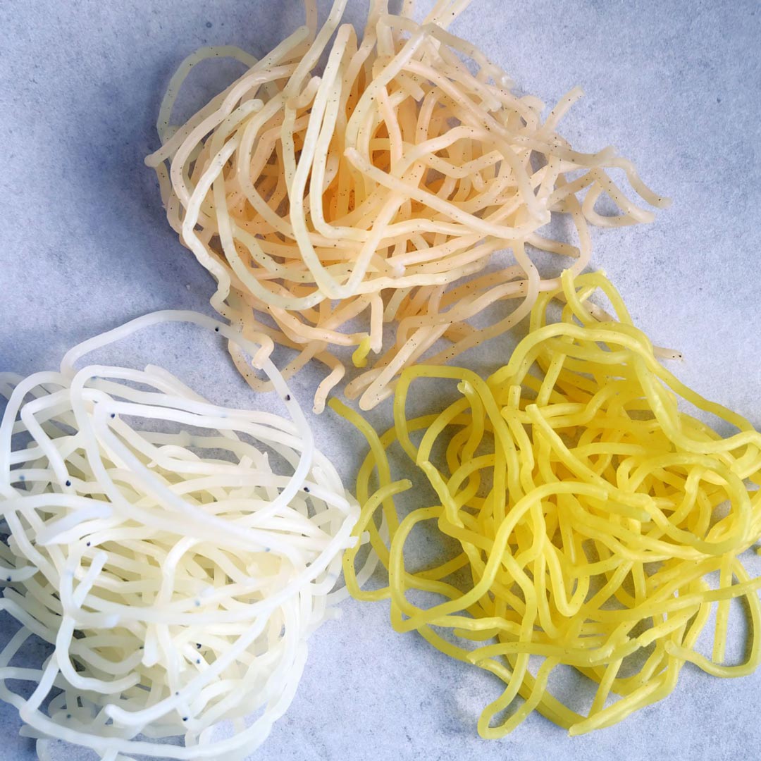 Bath noodles laid out for example