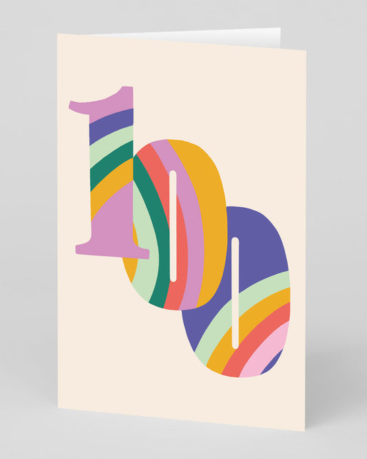 Personalised Colourful Rainbow Striped 100th Birthday Card