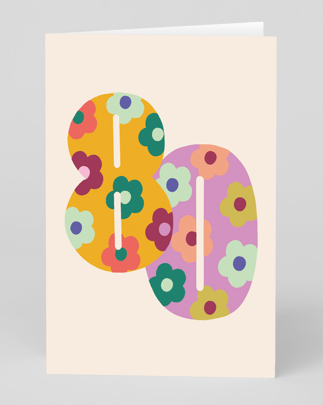 Personalised Colourful Floral Numbers 80th Birthday Card | Ohh Deer