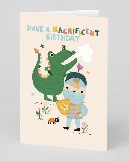 Personalised Legendary Knight And Dragon Birthday Card