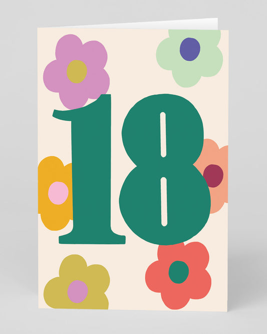 Personalised Colourful And Floral 18th Birthday Card