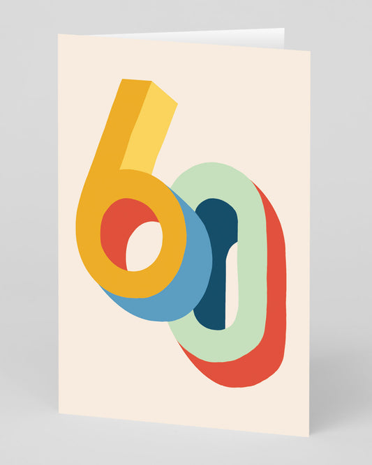 Personalised Bright Colourful Numbers 60th Birthday Card