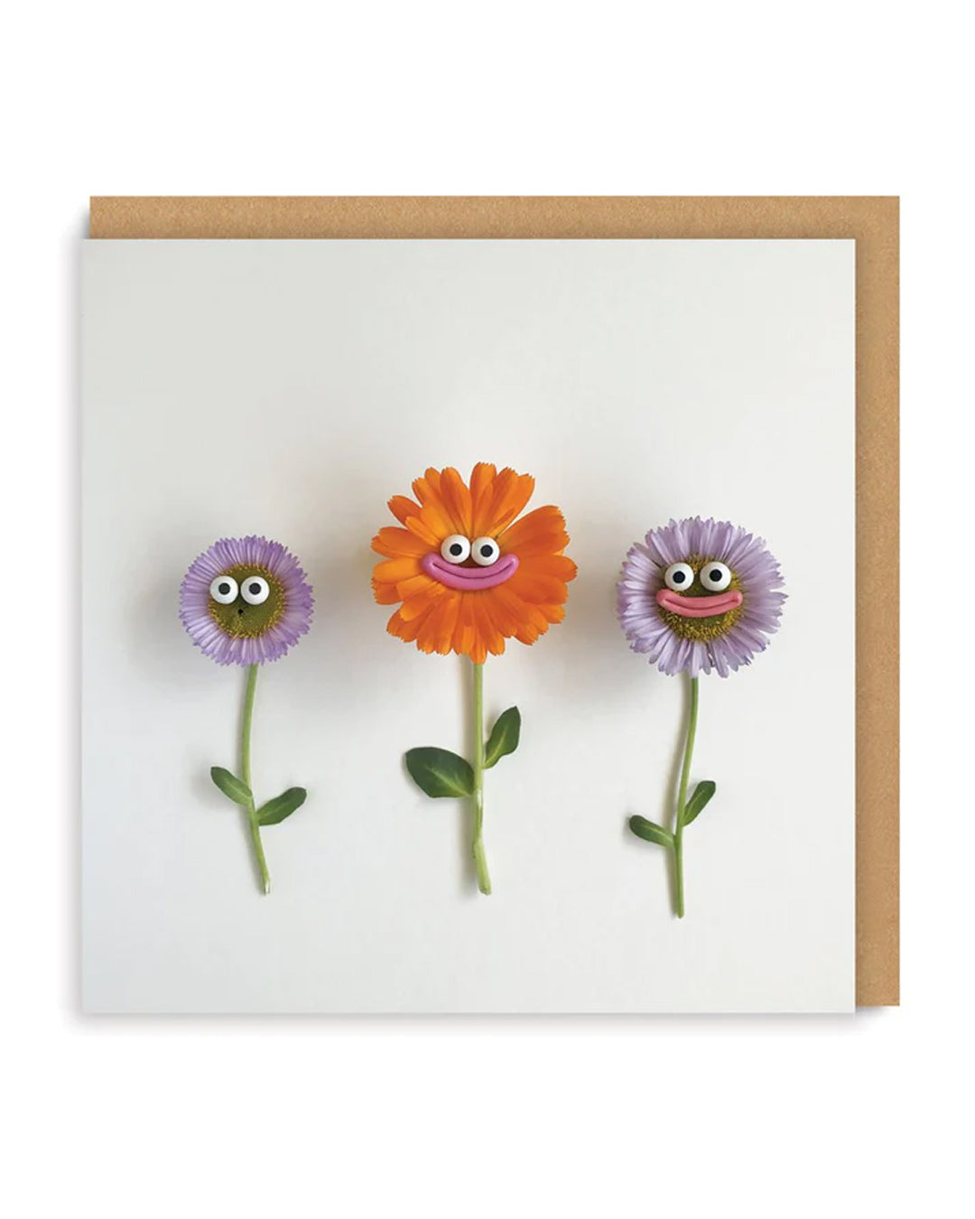 Flowers Faces Square Greeting Card