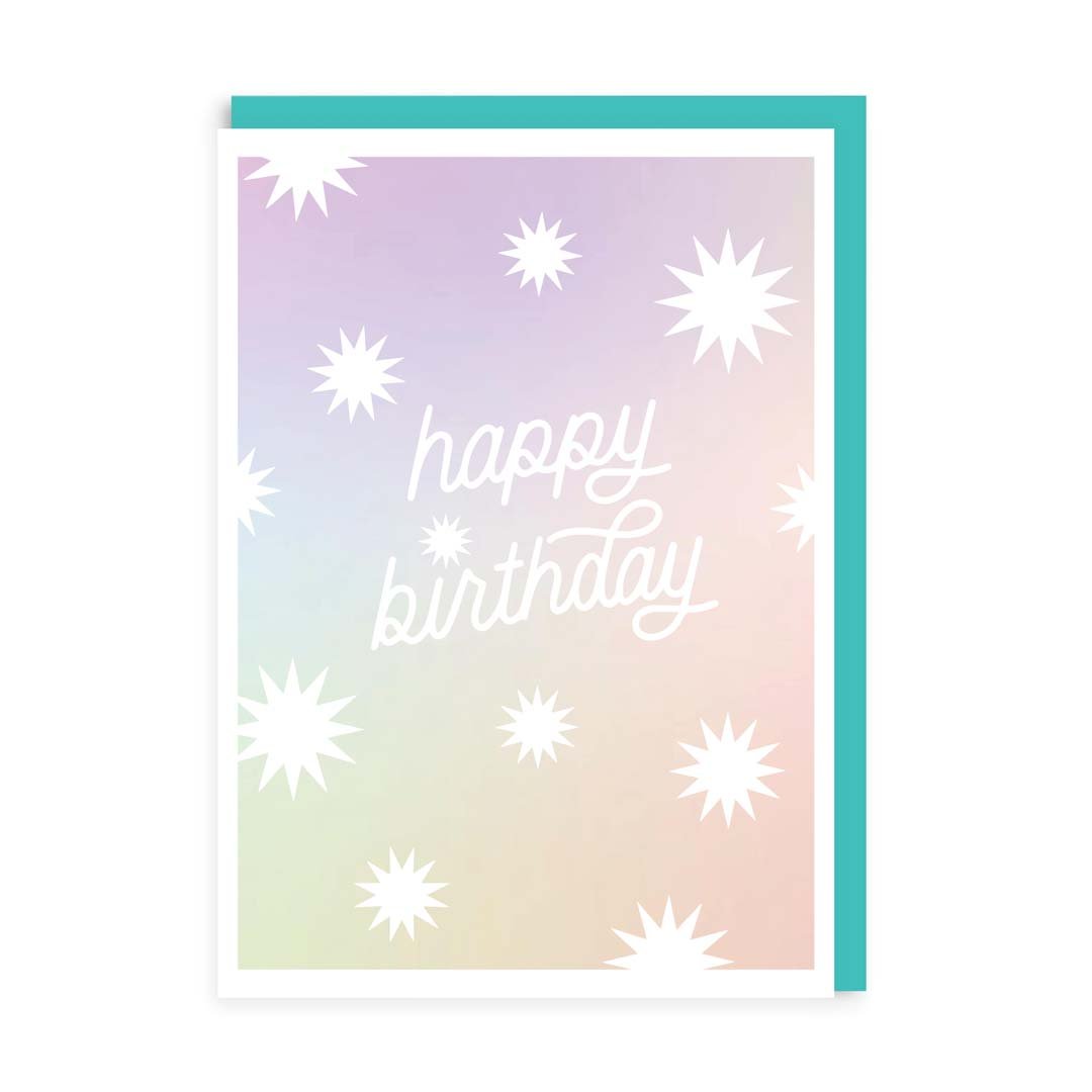 Star Burst Holographic Birthday Card