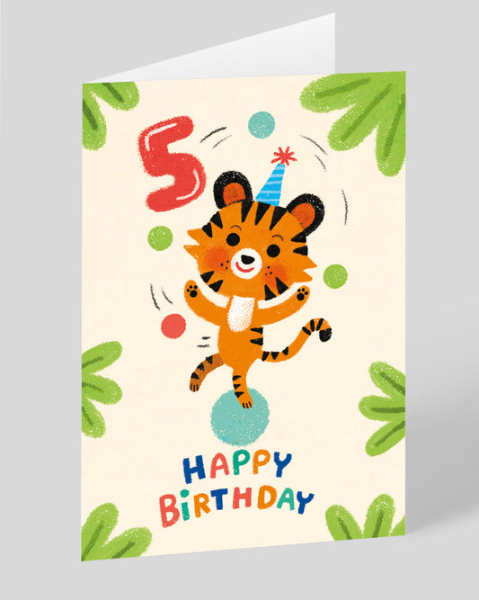 Personalised Juggler 5th Birthday Card
