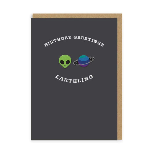 Alien & Planet Earthling Birthday Woven Patch Card