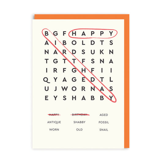 Personalised Happy Birthday Word Search Birthday Card
