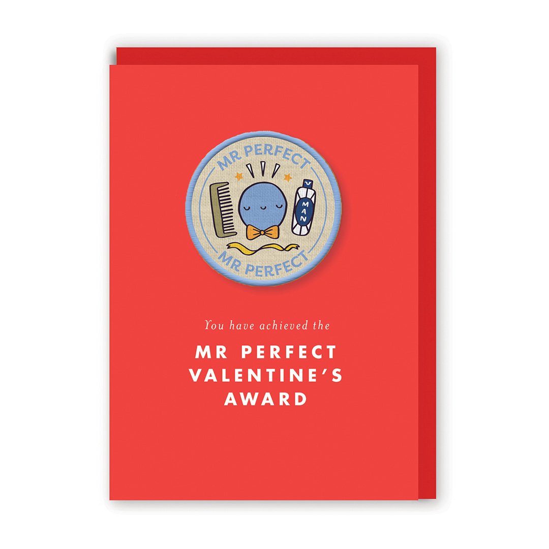 Valentine's Mr Perfect Woven Patch Greeting Card