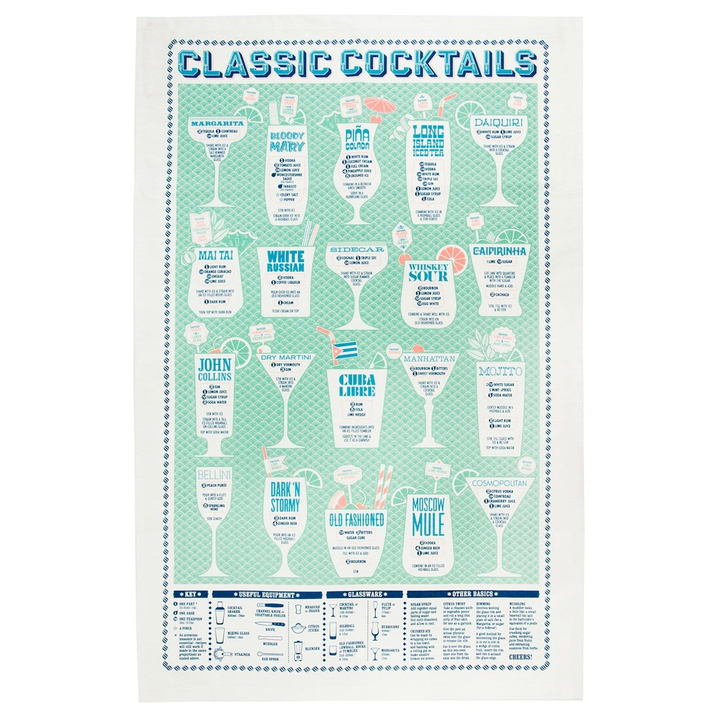 The Classic Cocktail Tea Towel