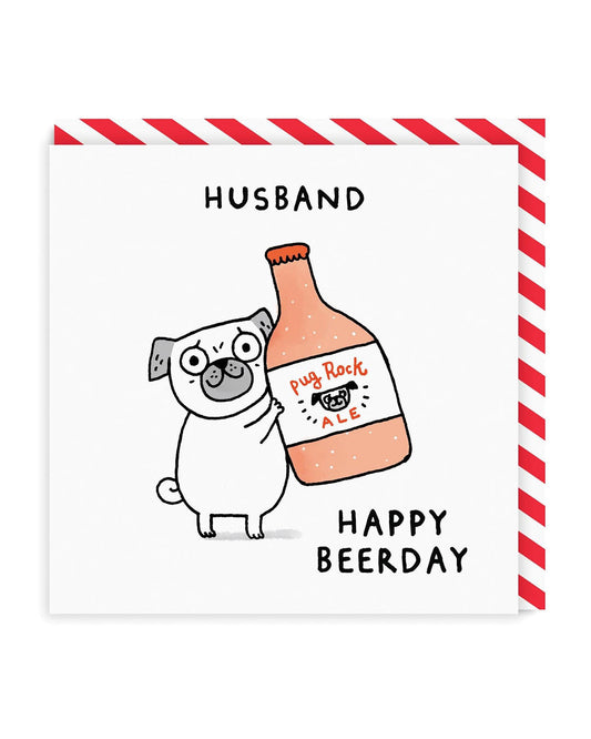 Husband Beer-Day Square Birthday Greeting Card