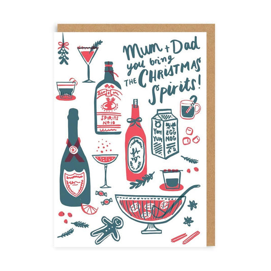 Mum & Dad Christmas Spirits Greeting Card