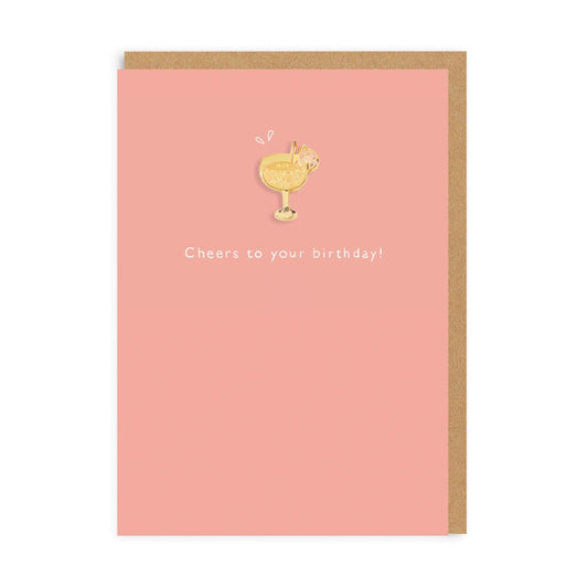 Cocktail Enamel Pin Birthday Card