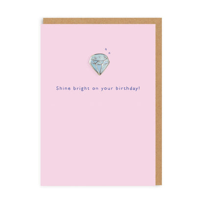 Diamond Enamel Pin Birthday Greeting Card